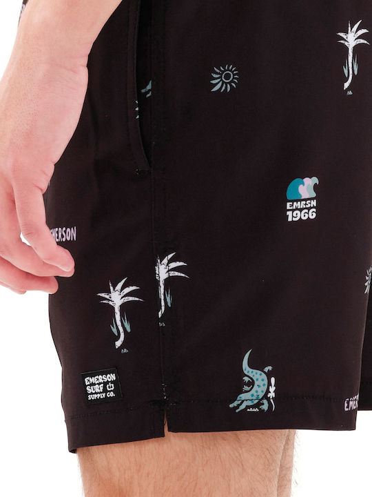 Costum de Baie Bărbați Pantaloni Scurți Negri cu Model