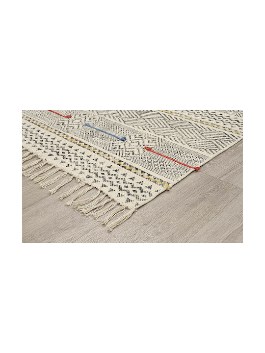 Newplan 0278 Handmade Rug Rectangular Summer Cotton with Fringes Ecru