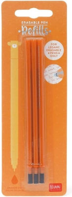 Legami Milano Erasable Replacement Ink for Ballpoint in Orange color 3pcs