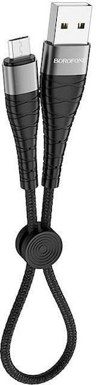 Borofone Braided USB 2.0 to micro USB Cable Μαύρο 0.25m (BX32)