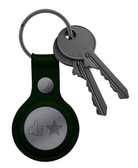 Crong Keychain Case Leather for AirTag in Green color