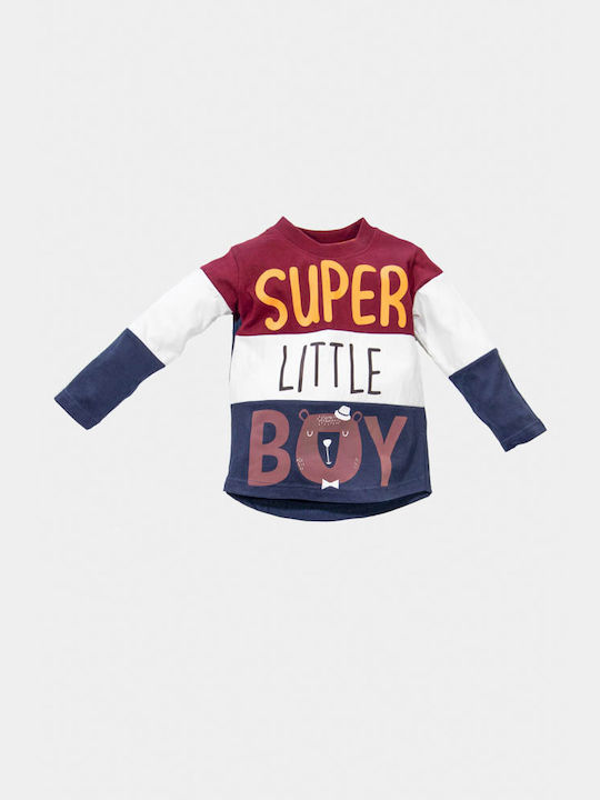 Μπλούζα “Super Little Boy” Γκρενά/Λευκό/Μπλε New College