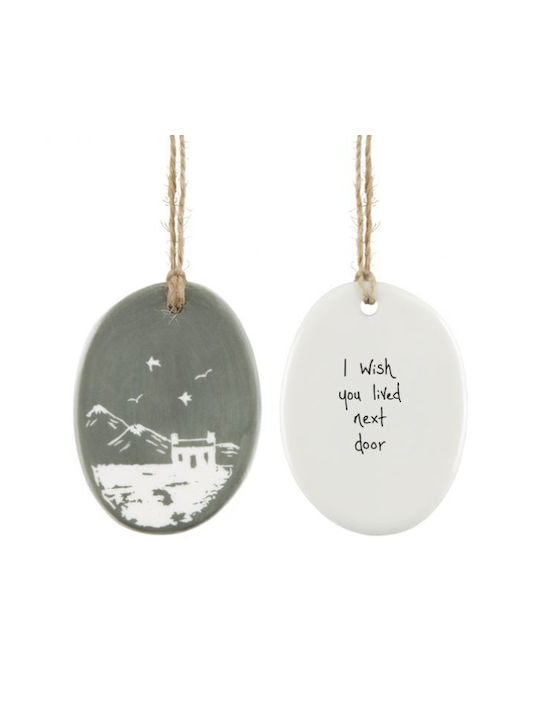 Sgraffito Hanging Ornament Little Gift Porcelain White 5.5x7cm