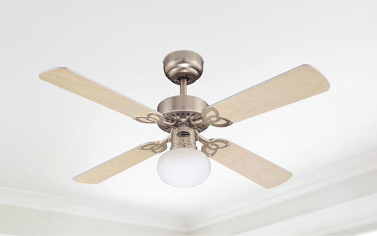 Westinghouse Vegas Ceiling Fan 105cm With Light Light Maple/Silver