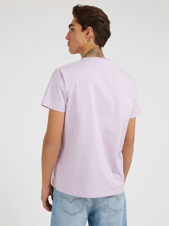 Guess T-shirt Bărbătesc cu Mânecă Scurtă Violet