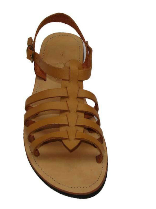 Leather sandal "HELLENIC MANUFACTURED", handmade Color tampa pattern ermis