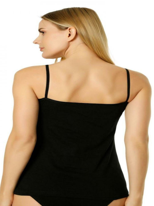 SXN Women's Cotton T-Shirt with Spaghetti Strap Black