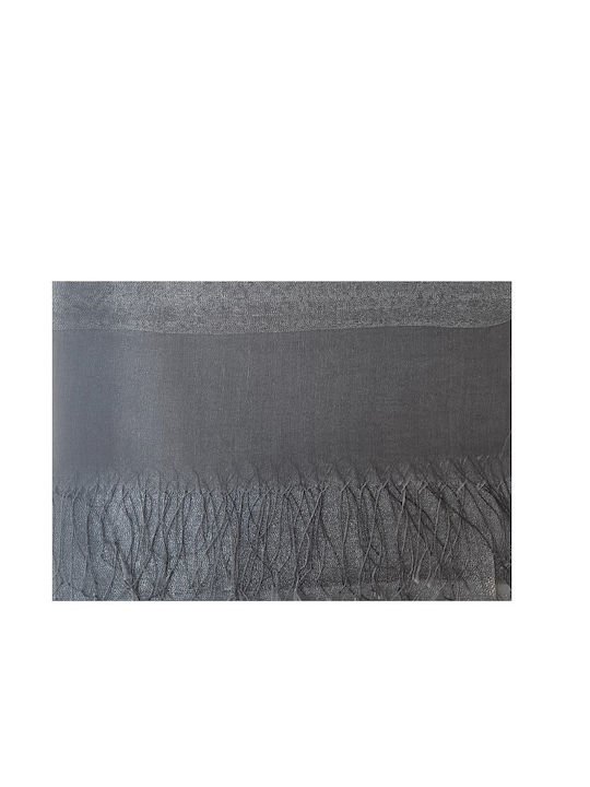 Mi-tu Exclusive Women's Shawl Dark Silver / Double-woven Lurex Silk Scarf 100% SILK 10.02036