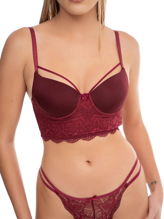 Koza Lace Underwear Set with Bralette & Slip Burgundy