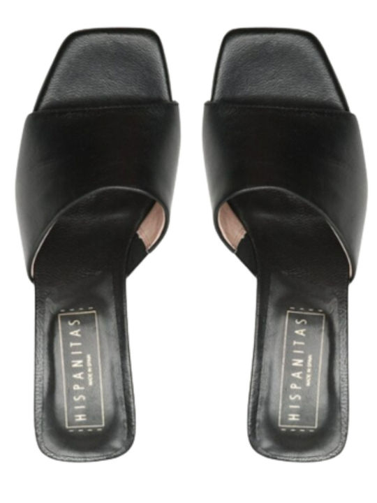 Mules with Chunky Low Heel in Black Color