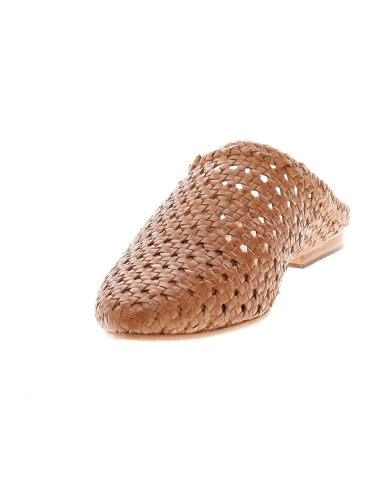 Flat Δερμάτινα Mules σε Καφέ Χρώμα
