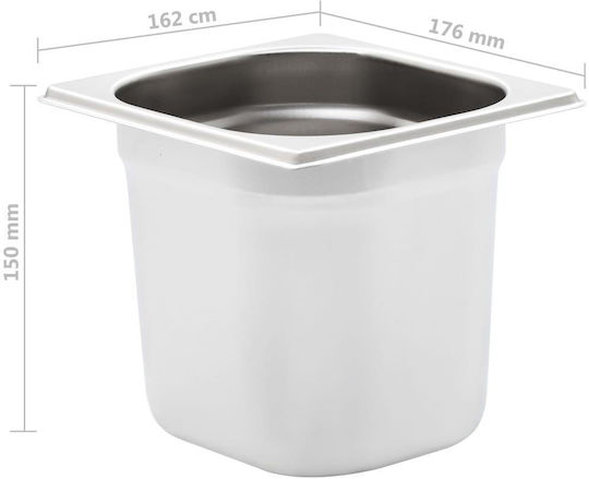 vidaXL Σκεύος Gastronorm Ανοξείδωτο GN1/6 με Βάθος 150mm 8τμχ