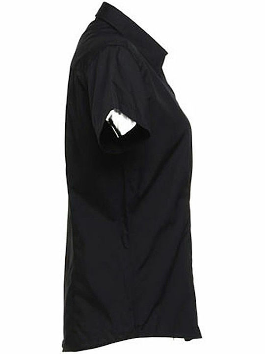 Kurzärmelig Damen Hemd Schwarz Monochrom