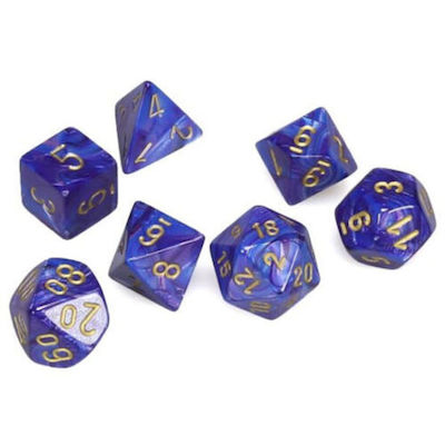 Chessex Lustrous 7-Die Set Dice Purple/Gold 27497