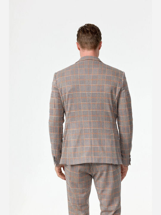 Zuitable Jersey Jacket Slim Fit in Grey Plaid Zuitable Grey