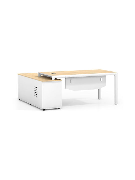 Birou Colțar Thesis Din Lemn Alb / Natural 180x160x75cm EO920,2
