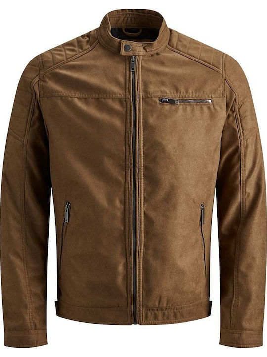 Faux Leather Jacket Cognac