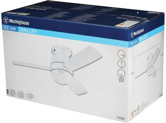Westinghouse Halley Ανεμιστήρας Οροφής 112cm με Φως Λευκός