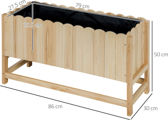 Outsunny Planter Box Wooden Beige 86x30x50cm.