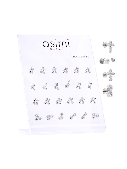 TRAGUS-HELIX EARRING TRAGUS-HELIX ARROW STEEL 316L SILVER G00082