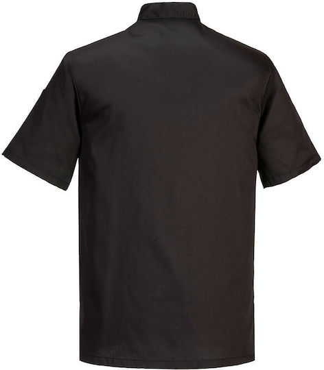 Portwest Chef Jacket Unisex Black with Short Sleeve