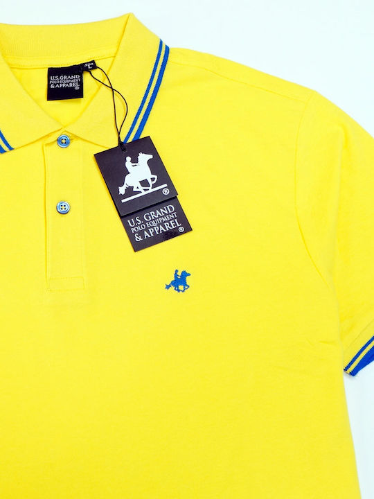 U.S.Grand Polo Club Men's Short Sleeve Blouse Polo Yellow