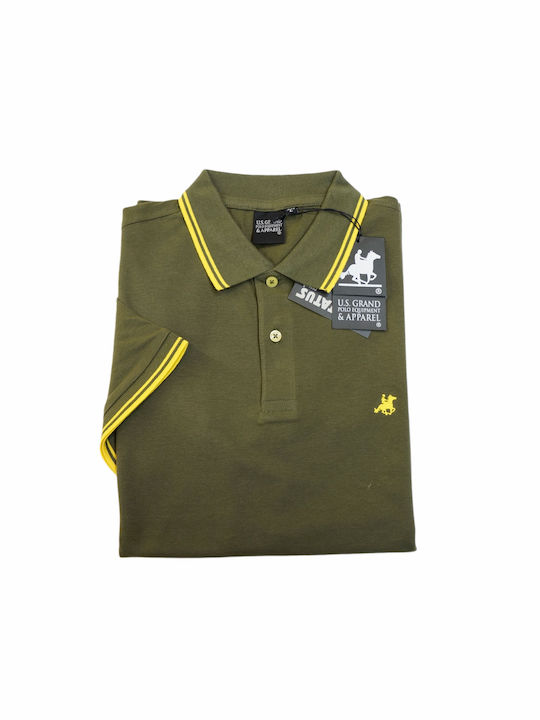 U.S.Grand Polo Club Men's Short Sleeve Blouse Polo Khaki