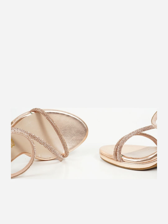 Leather Sandals with Strass Copper/Xalco