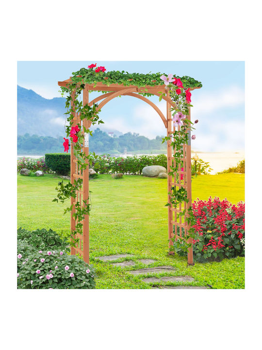 Arcadă De Grădină Din Lemn Cu Design În Grilă Pătrat Culoare Maro 160x215cm