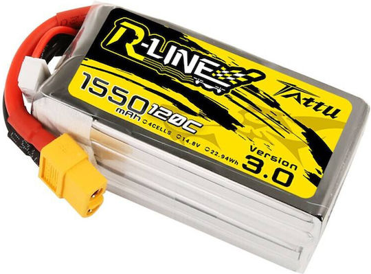 Tattu R-Line V3 Батерия Li-Po 14.8V 1550mAh 120C 4S XT60 за Дрон