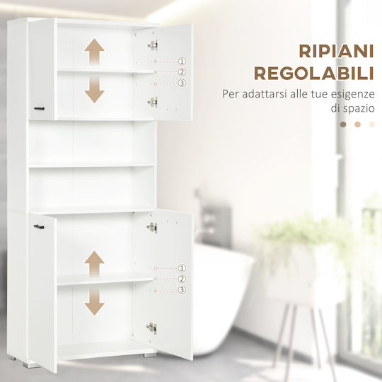 Kleankin Cabinet de baie L80xA33.5xÎ190cm Alb
