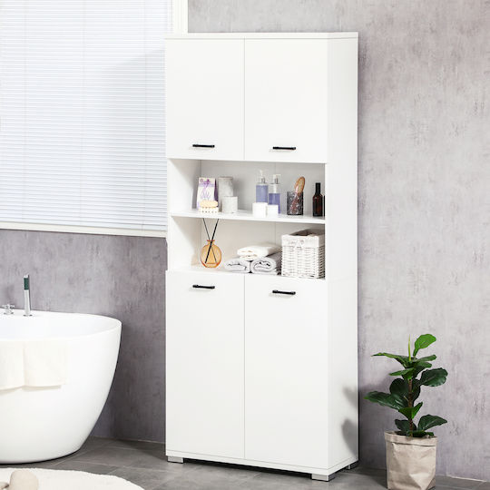 Kleankin Cabinet de baie L80xA33.5xÎ190cm Alb