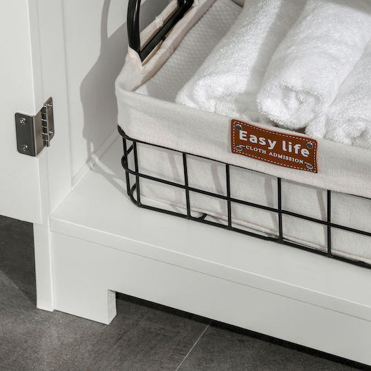 Kleankin Cabinet de baie L60xA30xÎ108cm Alb