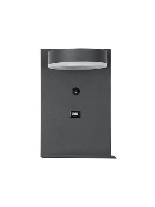 GloboStar Crown Modern Lamp Wall with Integrated LED and Natural White Light Gray 23x23cm