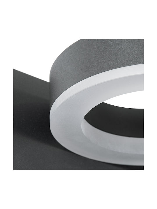 GloboStar Crown Modern Lamp Wall with Integrated LED and Natural White Light Gray 23x23cm