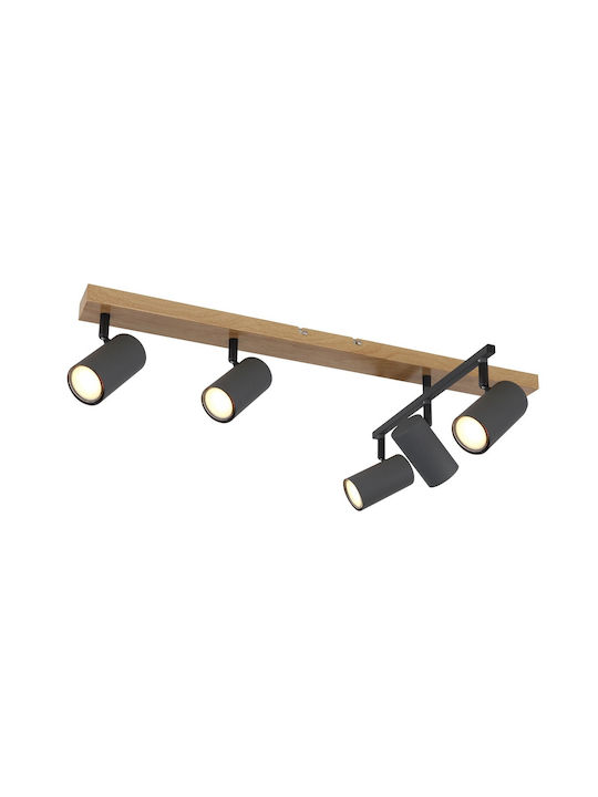 Globo Lighting Spot with 5 Lights and with Socket GU10 in Black Color
