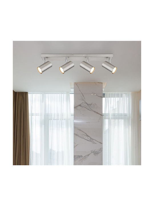 Globo Lighting Spot with 4 Lights and with Socket GU10 in Silver Color