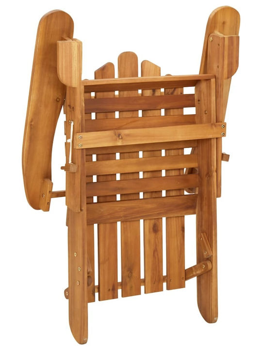 Deckchair Wooden with Cushion Brown with Table 3pcs 75x84x90cm.