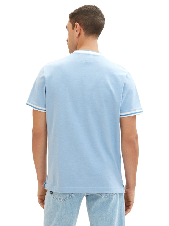 Tom Tailor Men's Short Sleeve Blouse with Buttons Light Blue