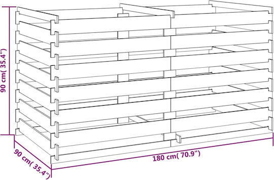 42955 Wooden Open Type Composter 610lt 160x80x58cm