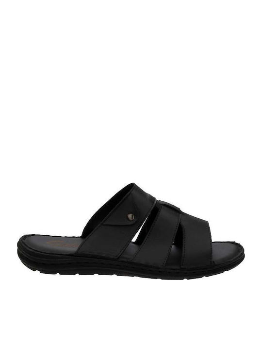 Leder Herrensandalen in Schwarz Farbe