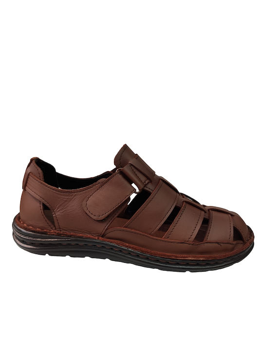 Gale Leder Herrensandalen in Tabac Braun Farbe