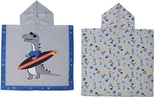 Flapjackkids Dino Kids Beach Poncho Dinosaurs Gray Reversible 61 x 61cm
