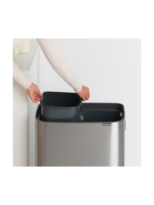 Brabantia Brabantia Recycling Mülleimer aus Inox Push Silbern 60lt