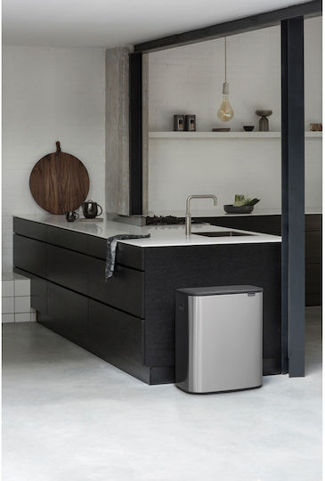 Brabantia Brabantia Recycling Mülleimer aus Inox Push Silbern 60lt