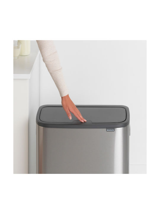 Brabantia Brabantia Recycling Mülleimer aus Inox Push Silbern 60lt