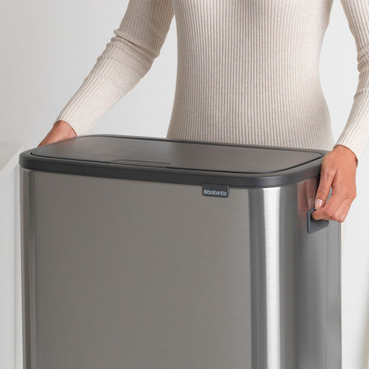 Brabantia Brabantia Recycling Mülleimer aus Inox Push Silbern 60lt