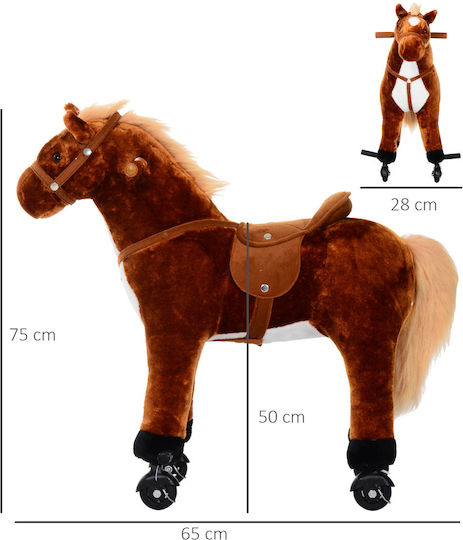 HomCom Horse Ζωάκι Ride On για 36+ μηνών με Ήχους Καφέ