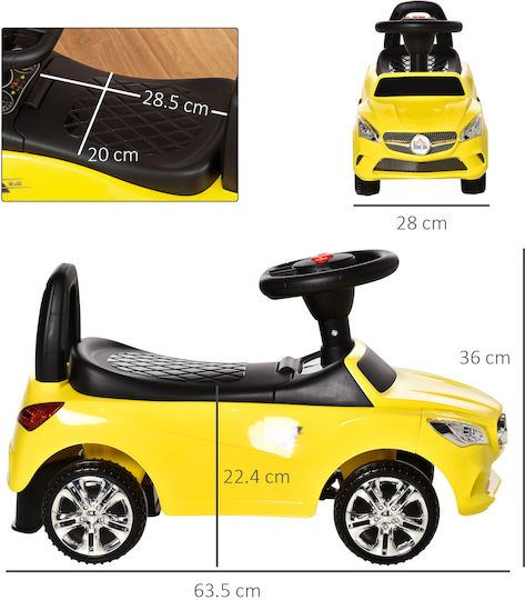 HomCom Αυτοκινητάκι Ride On για 18+ μηνών με Ήχους Κίτρινο