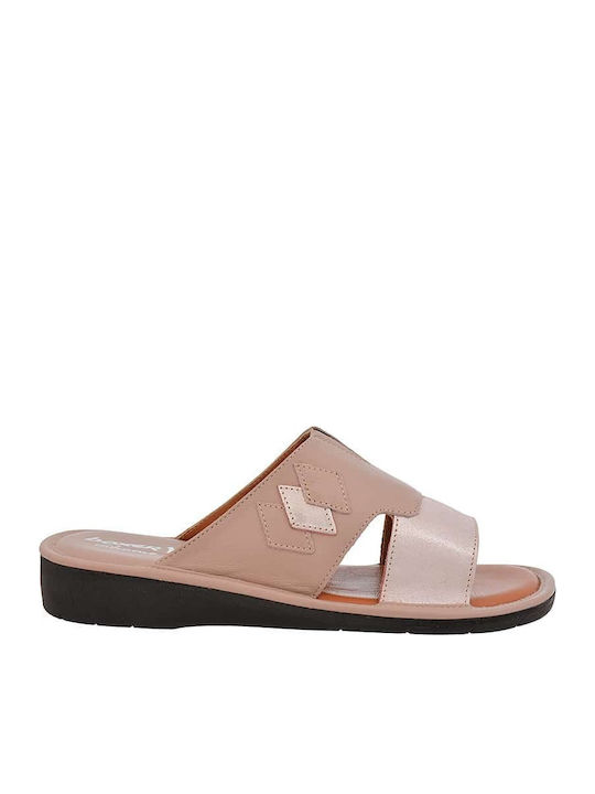 Comfort Leather Women's Flat Sandals in Tabac Brown Color